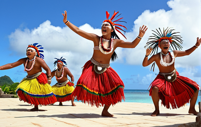 **Image:** Tuvaluan dancers performing the Fatele, with vibrant costumes and energetic movements, set against a backdrop of a traditional village and the ocean. Focus on the dynamism of the dance and the cultural pride.