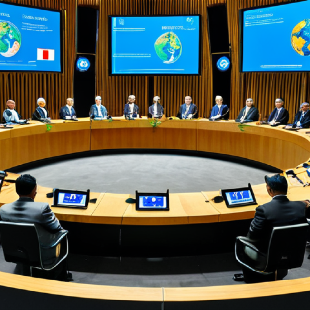 International Cooperation**

"A diverse group of world leaders, fully clothed in professional attire, gathered around a table during a UN climate summit. The Tuvaluan representative, dressed in modest traditional clothing, passionately addresses the assembly. Background shows flags of various nations and screens displaying climate data. Safe for work, appropriate content, fully clothed, professional, perfect anatomy, correct proportions, high quality, global cooperation, climate action."

**