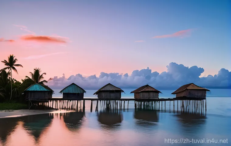 투발루의 역사적 사건과 주요 뉴스 - Image Prompt 1: The Fading Shoreline**