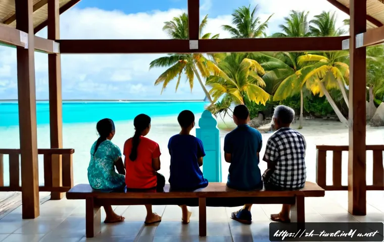 투발루의 종교와 신앙 - Photorealistic Sunday worship scene in a small open-air island church in Tuvalu, Pacific Islander fa...